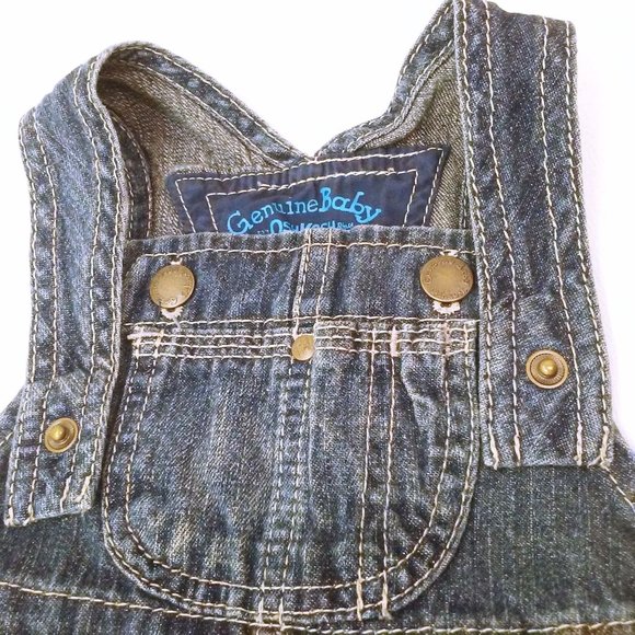 2011 Osh Kosh B'Gosh Genuine Baby Overalls Infant Baby -6M Metal Snaps Braces - Picture 1 of 10